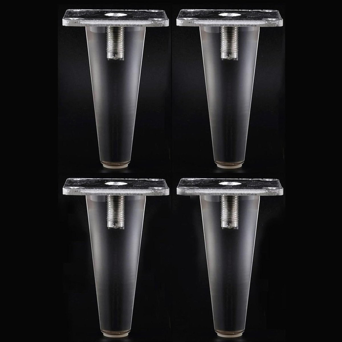 Set van 4 transparante acryl tafelpoten met verdikte montageplaat