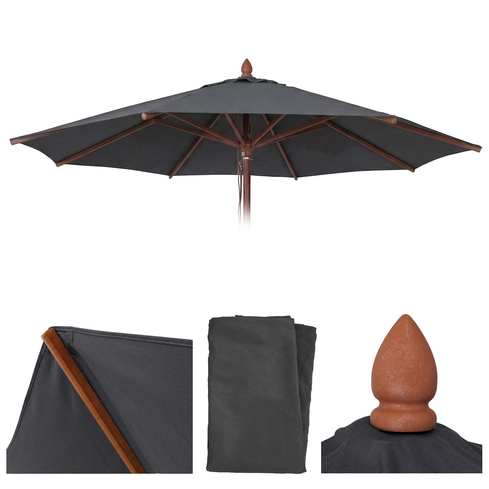 Ersatz-Bezug für Gastronomie Holz-Sonnenschirm MCW-C57b, Sonnenschirmbezug, rund Ø4m Polyester ~ anthrazit