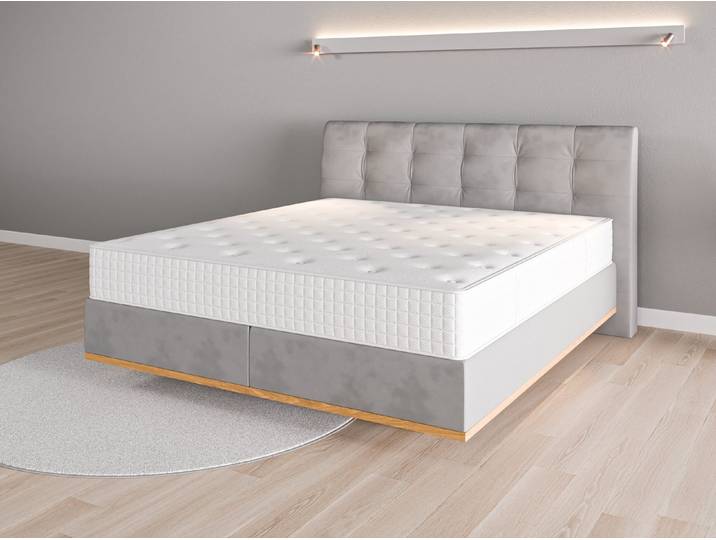 Boxspringbett 180x200 Nr. 2 - Grau (Achatgrau) - Vintage Velours