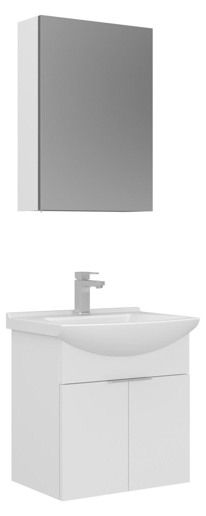 Waschtisch-Set mit Spiegel (2-teilig) "Purus 55" - 55 x 50 x 58 cm - Weiß