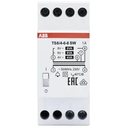 ABB TS8/4-6-8SW Klingeltransformator 230 V, 8 VA,4-6-8V, EIN/AUS Schalter 2CSM081012R0811