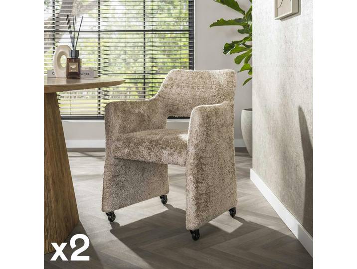 Fauteuil design à roulettes (lot de 2) CREEK - Beige