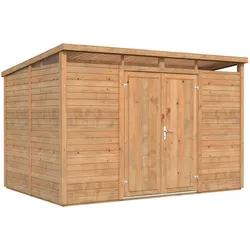 Palmako Gerätehaus Elias 7,3 m2 - 16 mm hellbraun tauchgrundiert