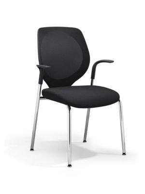 Vierfuß GIROFLEX 353, Netzrücken, Präzisionsstahlrohr stapelbar, m. Armlehnen, schwarz/schwarz
