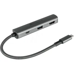 GC HUB-C002A - USB 3.0, 3-Port Hub, 1xA, 1x HDMI, 1x PD 94 W, USB-C-Kabel