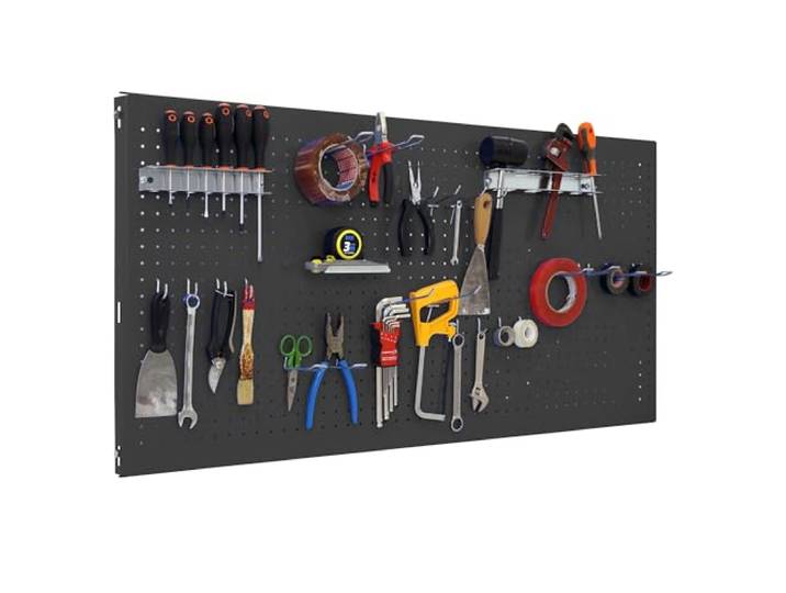 Simon Rack Simonwork Werkzeugwand zur Wandmontage, inkl. 22 Haken und 3 Halterungen, 900 x 400 mm, Anthrazit