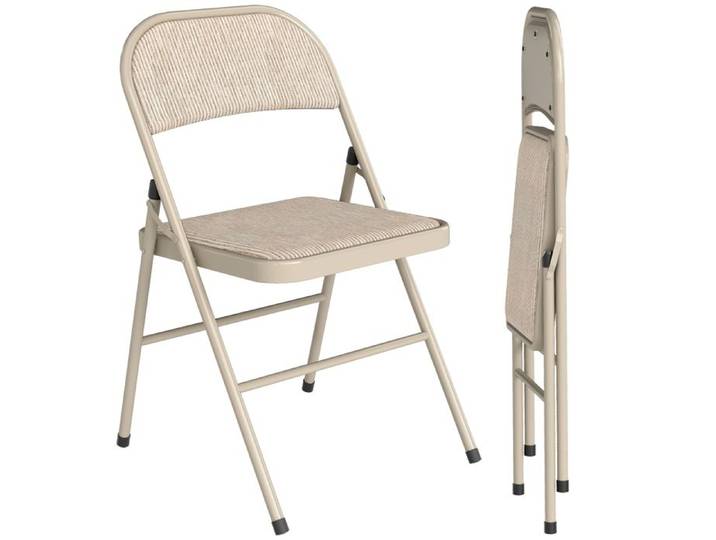 CollaHausse Lot de 2 Chaises Salle à Manger Pliantes Cadre Acier Beige 45x46x78cm