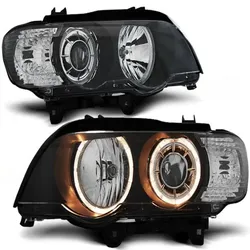 Xenon Scheinwerfer Angel Eyes passend für BMW X5 E53 Bj. 99-03 Schwarz