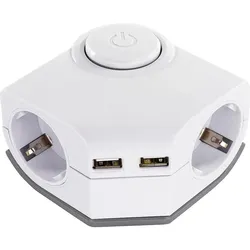 Ecksteckdose 2-fach, mit 2 USB- Anschlüssen, Schalter, Thermoschutz und Kinderschutz REV