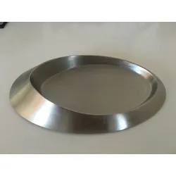 Kerzenteller Oval aus Messing vernickelt in Silber (Innen 13 x 8 cm) für Ovalkerzen, Ellipsenkerzen