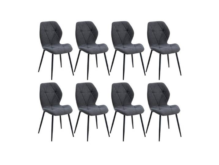 LuxusKollektion Esszimmerstuhl Esszimmerstühle gepolstert Metallbeine Stoff Dunkelgrau 8er set
