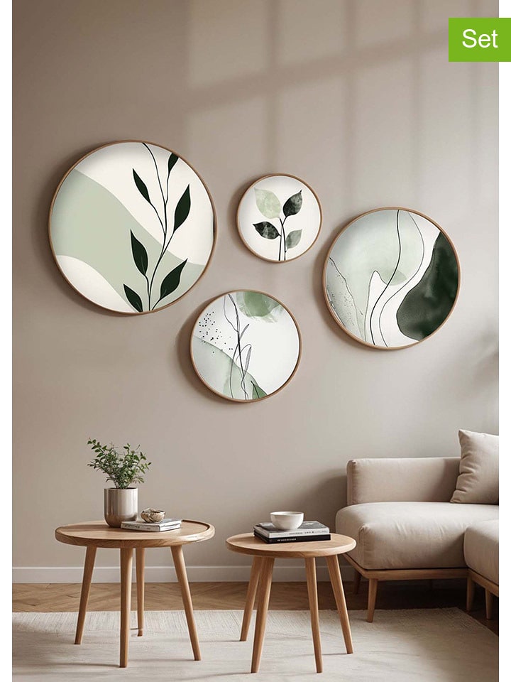 ABERTO DESIGN 4er-Set: Gerahmte Holzkunstdrucke - onesize