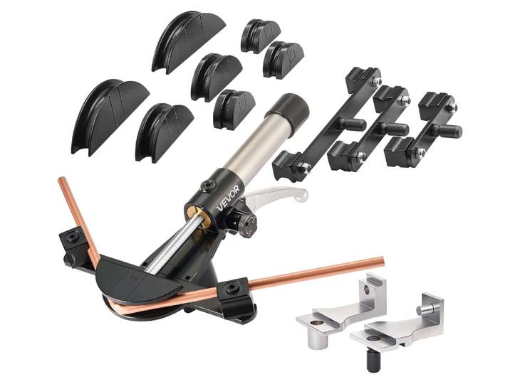 Cintreuse hydraulique VEVOR\, 6-22 mm\, jeu d'outils de cintrage avant/arrière pour installations CVC\, avec 7 mâchoires de cintrage en alliage d'aluminium\, pour installations CVC\, réfrigération et réparations automobiles
