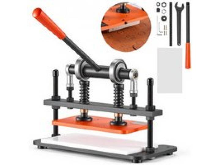 VEVOR Leder Stanzmaschine 260x150 mm Lederschneidemaschine Lochmaschine, Handpresse zum Prägen & Stanzen von Leder Stoff Papier Silikon 1,5 t Druck 12 mm Hub Stahlkonstruktion Zwei Führungswellen