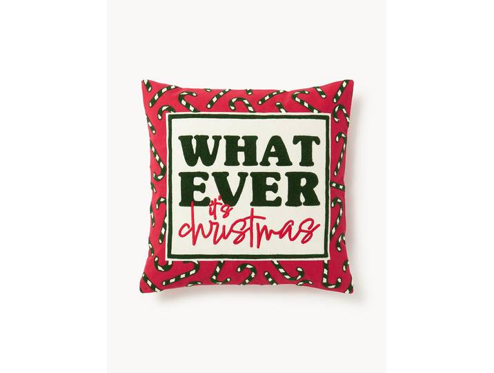 Housse de coussin avec slogan brodé Whatever