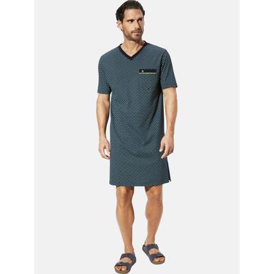 Pyjama JAN VANDERSTORM "Doppelpack Nachthemd HOIMAR", Herren, Gr. XL, blau (dunkelblau gemustert), Obermaterial: 100% Baumwolle CO., Homewear-Sets Pyjama