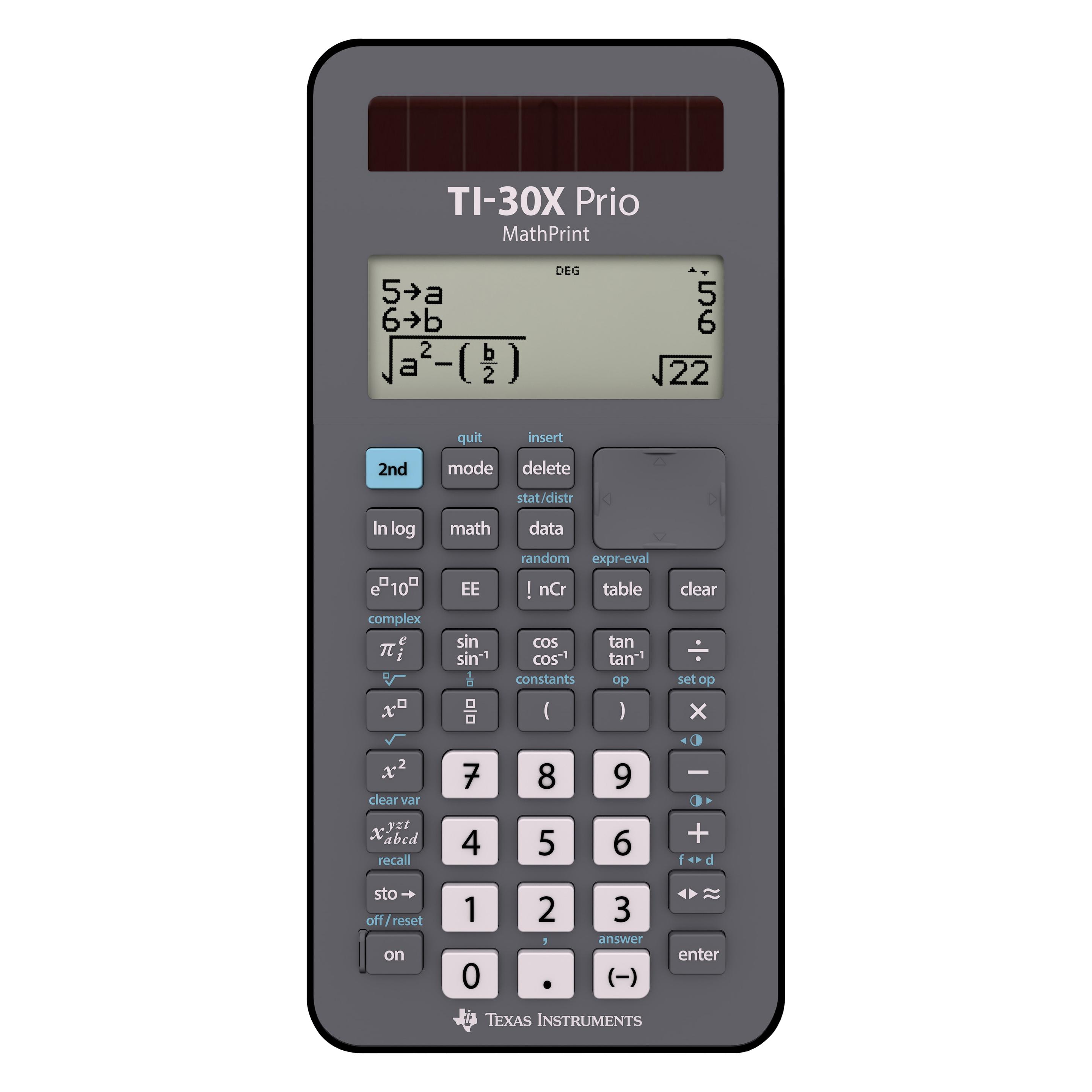 TI Schulrechner TI-30 X Prio Mathprint 30XPRIO/FC (Batteriebetrieb, Solarenergie) (30XPRIO/FC)