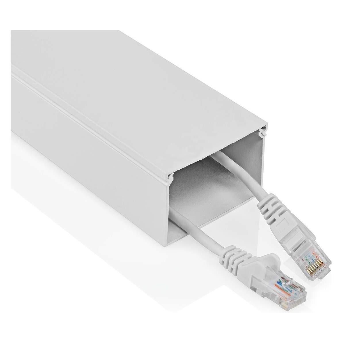 Nedis Kabelmanagement | Röhre | 1 Stück | max. Kabeldicke: 40 mm | Aluminium | Weiss (Kabelkanal, 110 cm) (CMDT6040WT110)