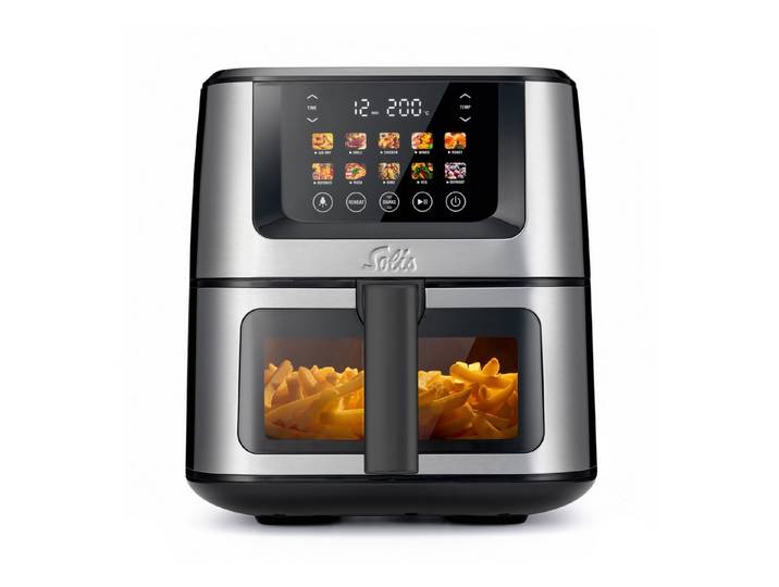 SOLIS OF SWITZERLAND Heißluftfritteuse Air Fry & Dry XL, Typ 8200, 3D-Luftzirkulation, mit Beleuchtung, 7,5 l, Touch-Display