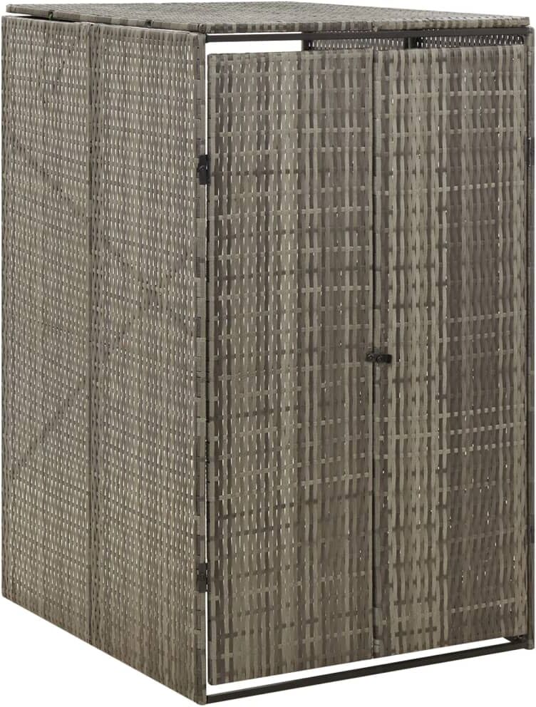 vidaXL Cobertizo para contenedor de basura ratán PE gris 70x80x117 cm Gris