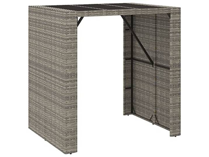 Keeushr Bartisch mit Glasplatte Grau 105x80x110 cm Poly Rattan Poly Rattan, Hartglas-Tischplatte, pulverbeschichteter Stahlrahmen, wetterfest, pflegeleicht, max. 110 kg