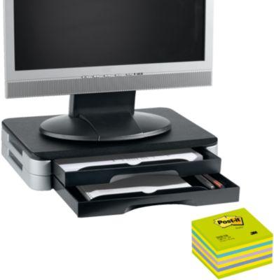 Monitor-/Printer-Stand + Post it Würfel neongrün 76x76 mm, GRATIS