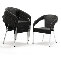 Bolero Lounge-Stühle aus PE-Rattan und Aluminium in tiefen  Anthrazit 4 Stück