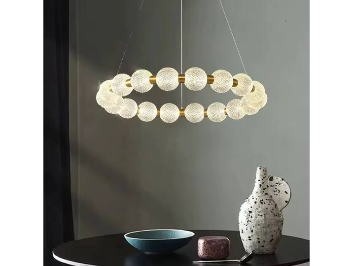 Nordique simple boule Led salle à manger lustre salon chambre cuisine Restaurant luxe crème magique haricot plafond suspension