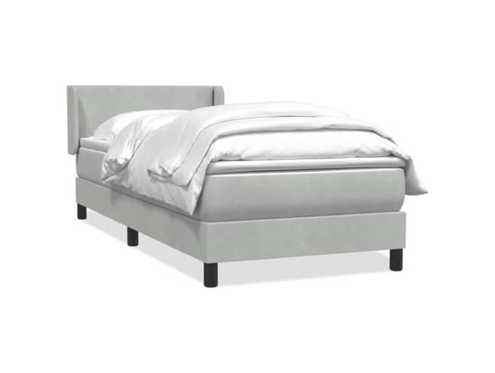 HMDNGOUT Boxspringbett 80x220 cm Hellgrau mit Taschenfederkernmatratze und Samtbezug, inklusive verstellbarem Kopfteil und Lattenrost