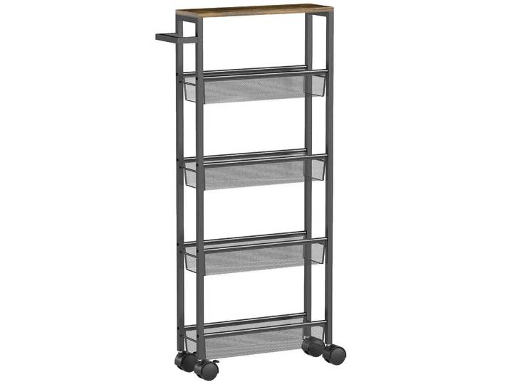Homcom Küchenwagen Metall Spanplatte Schwarz, 13x96.5x47 cm, Esszimmer, Servierwagen