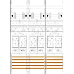 f-tronic 7141072 Zählerfeld E316-HSP, 3-feldrig, H=1050mm, 6-eHZ, 6 HSP E316HSP