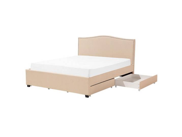 Beliani Polsterbett 160/200cm Beige Montpellier, 160x200 cm, Schlafzimmer, Betten, Polsterbetten