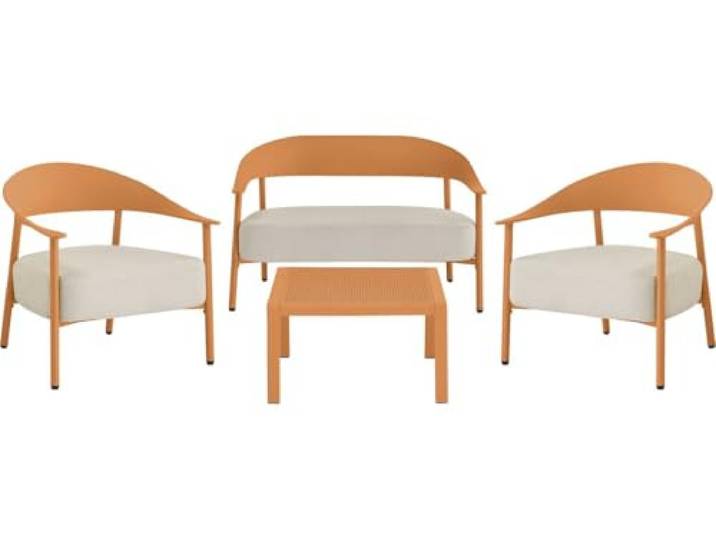 Gartenmöbel aus Metall und Kunststoff Céora – 4-Sitzer – Orange