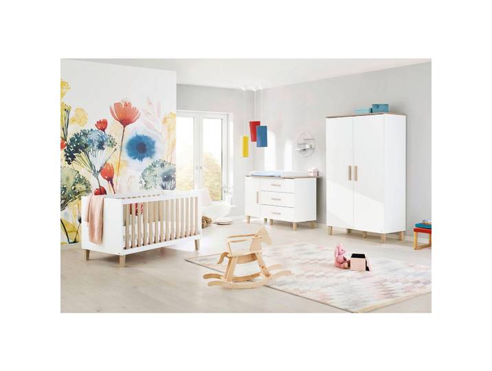 Babyzimmer 3-teilig. Set weiß/Natur