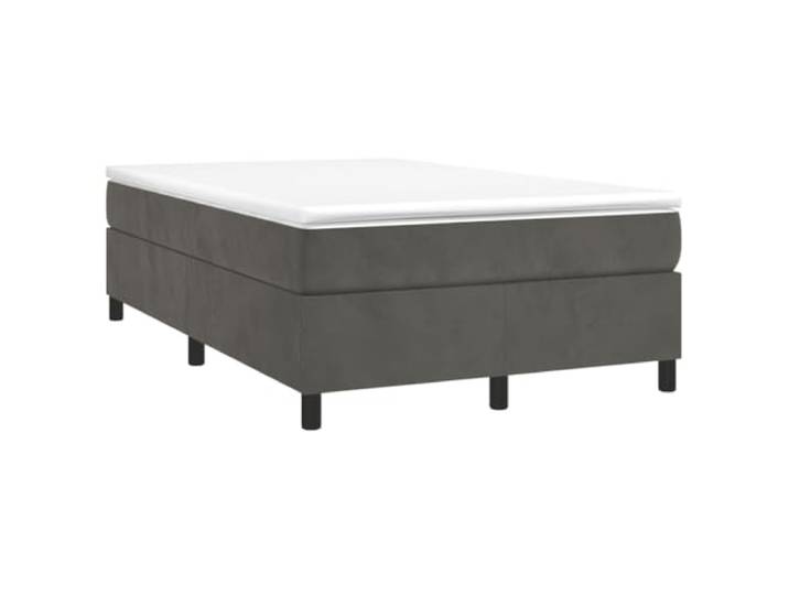 PUGYNBK Boxspringbett aus Samt, dunkelgrau, 120 x 190 cm Taschenfederkernmatratze, mittelharter Stützfuß, Lattenrost inklusive, weicher Hautschutz