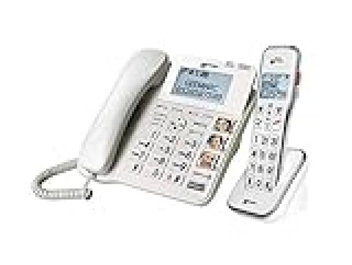 Geemarc Amplidect 595 Combi - Téléphone Filaire Amplifié et Son Combiné Additionnel avec Répondeur, Gros Boutons et Fonction SOS pour Séniors - Perte Auditive Moyenne ou Sévère - Version FR