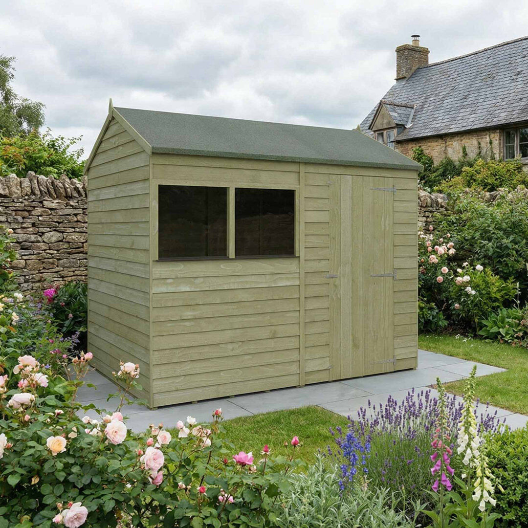 Mercia Garden Products Mercia 8 x 6ft Overlap Reverse Apex Shed Brown
