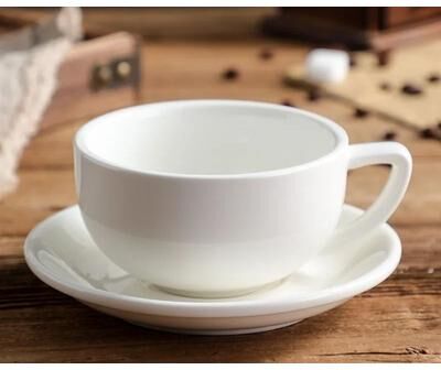 Uplift Essentials Zeta Flower Large Capacity Creative Cup And Saucer Set white