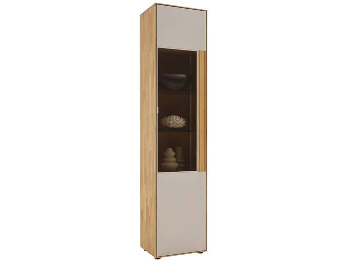 Dieter Knoll Vitrine, Kaschmir, Wildeiche, Kunststoff, Wildeiche, massiv, 5 Fächer, 46.9x205.5x37.1 cm, umfangreiches Zubehör erhältlich, stehend, Esszimmer, Vitrinen, Vitrinenschränke