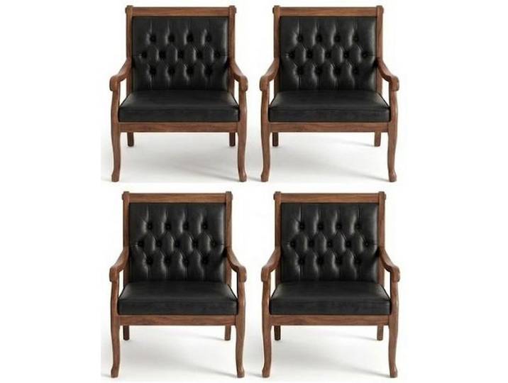 Xlmoebel Sitzgruppe Elegante Chesterfield Stühle im klassischen Lederdesign für Büros, Made in Europa