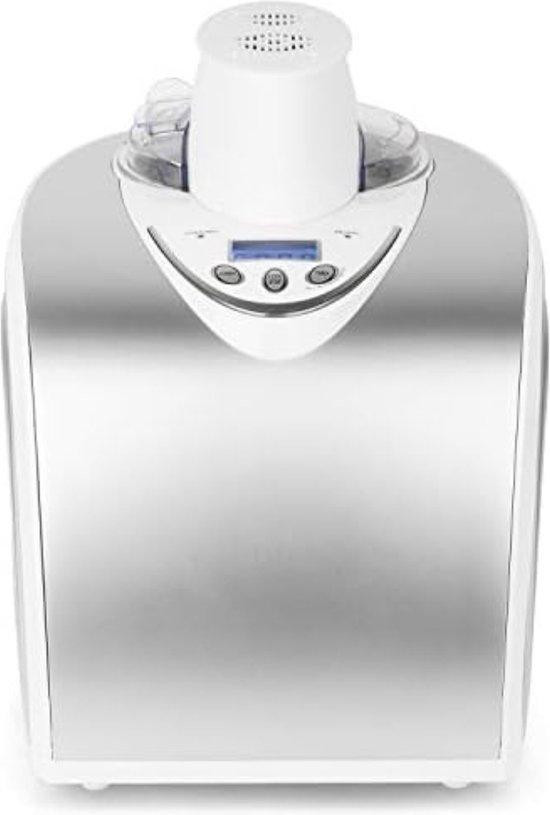 IJsmachine met automatische vulling in RVS en wit, 1 liter, geschikt voor sorbet en yoghurtijs