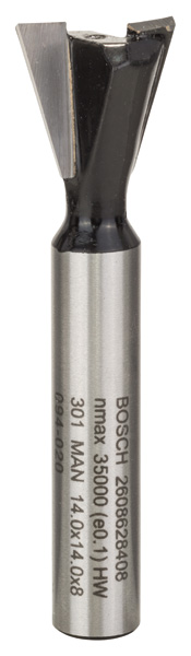 Bosch Zinkenfräser, 8 mm, D1 14 mm, L 14 mm, G 55 mm, 15° 2608628408