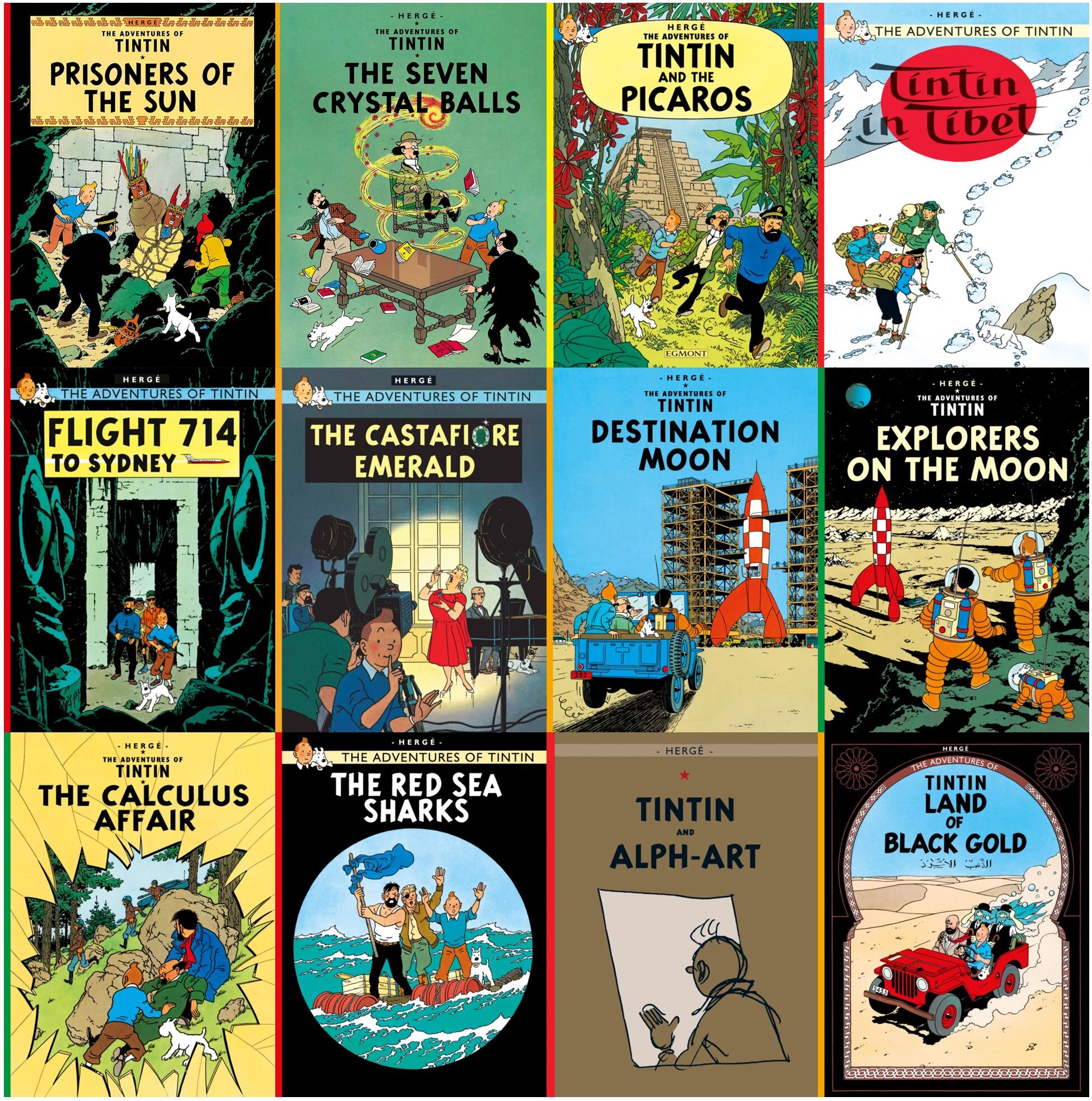 Egmont The Adventures of Tintin Series 2 – 12 Book Collection Set by Hergé   Classic Comic Adventures Books 13–24   Graphic Novel Set