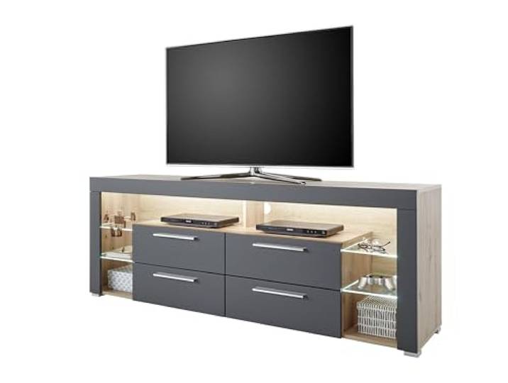 möbelando Lowboard >Greta< in Artisan Eiche/grau - 179x66x44cm (BxHxT)