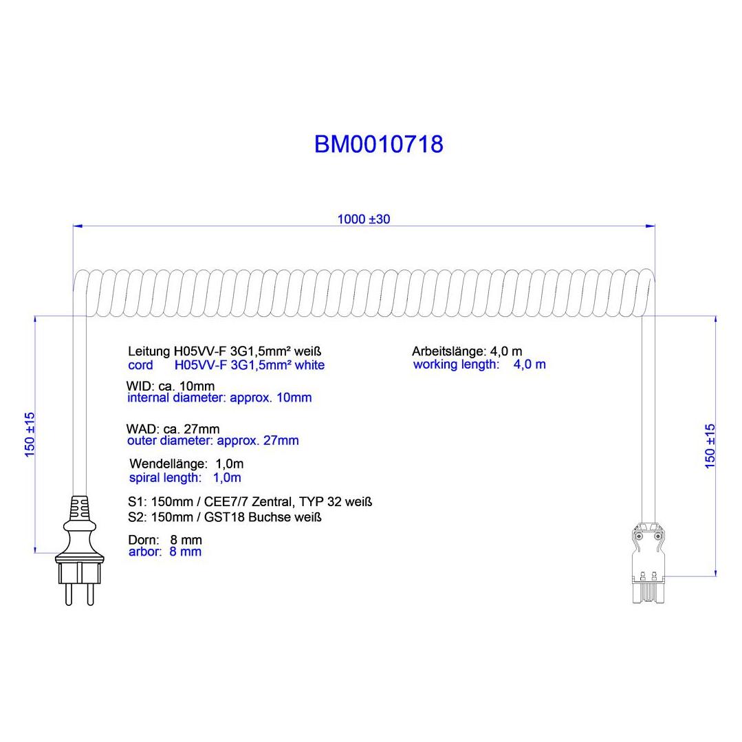 Bachmann Spiralkabel H05VV-F 3G1,5mm² (1 m) (BM0010718)