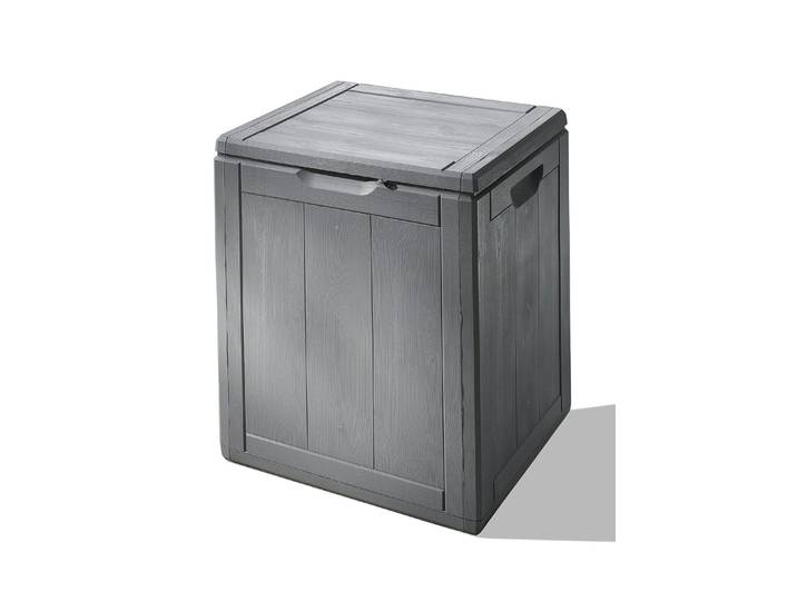 Spritzwasserbeständige Aufbewahrungsboxen in Holzoptik, Grau, 90 Liter