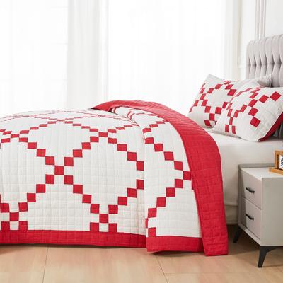 Melange Home Heritage Irish Chain Cotton Quilt Set Irish Chain Patchwork Cotton Quilt Set
