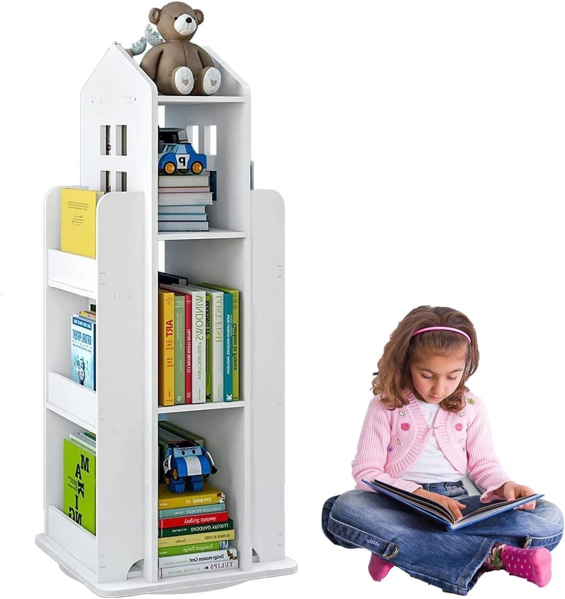 Dailygoods 360 graden draaibare kinderboekenkast en boekenrek