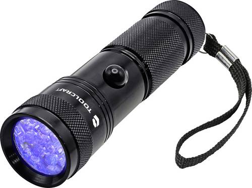 TOOLCRAFT UV-LED Taschenlampe mit Handschlaufe, mit UV-Licht batteriebetrieben 95.1g