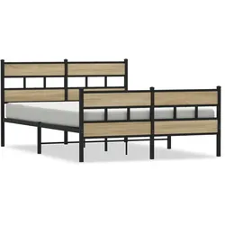 vidaXL Metallbett ohne Matratze Sonoma-Eiche 150x200 cm